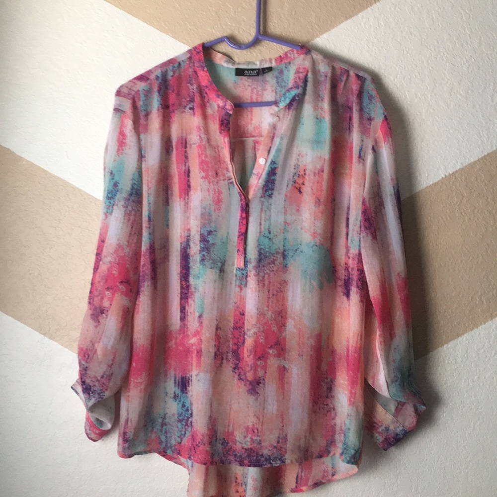🔥Multi color pink sand blues Ana blouse size lrg